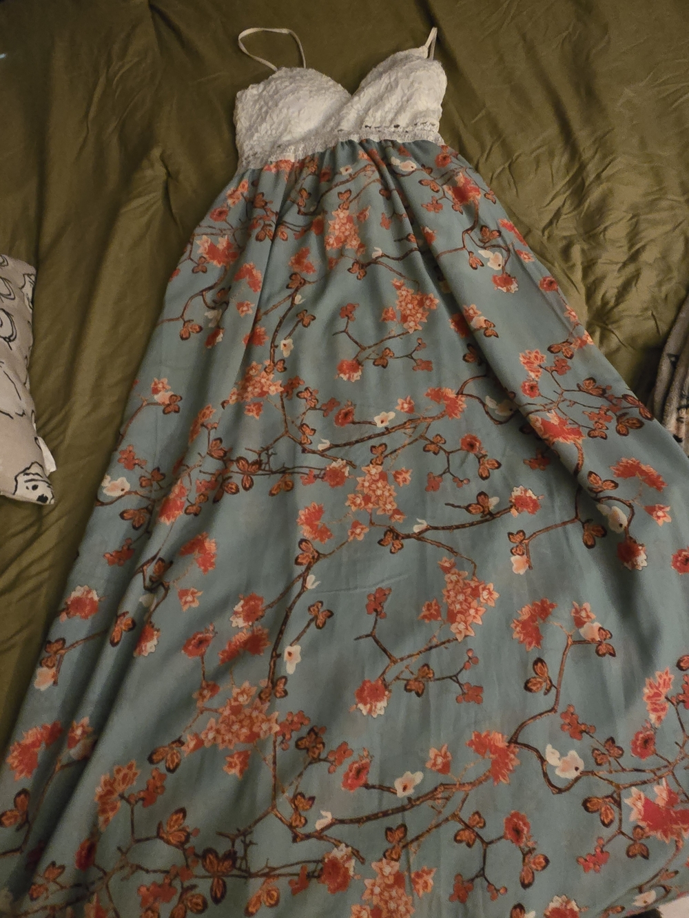 Floral Maxi Dress with Lace Bodice
